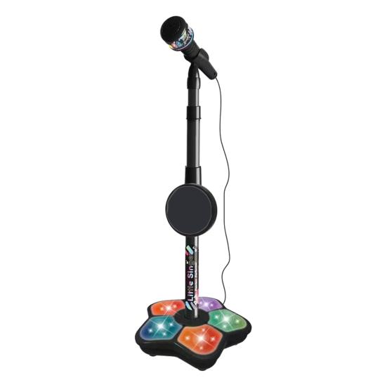 Kinder Mikrofon Spielzeug mit Ständer Kleinkinder Jungen Mädchen Batteriebetrieben Karaoke Maschine mit LED Licht Musik Kinder Stehmikrofon Singen Musikalisches Spielzeug schwarz