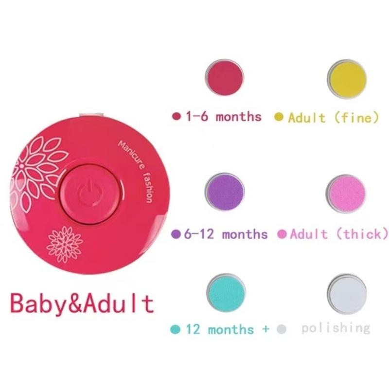 Elektrischer Baby-Nagelschneider, Kinder-Nagelpolierer, Maniküre-Schere für Säuglinge, Baby-Hygiene-Set, Baby-Nagelknipser, Cutter für Neugeborene rose rot