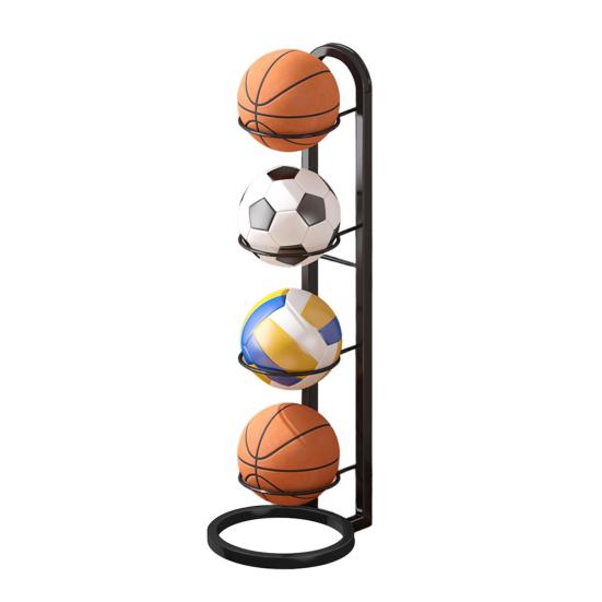 Basketball-Ball-Aufbewahrungsregal, vertikaler Ballständer, Ball-Aufbewahrungshalter, Organizer, platzsparender Präsentationsständer für Volleyball, Fußball 4-Layers schwarz