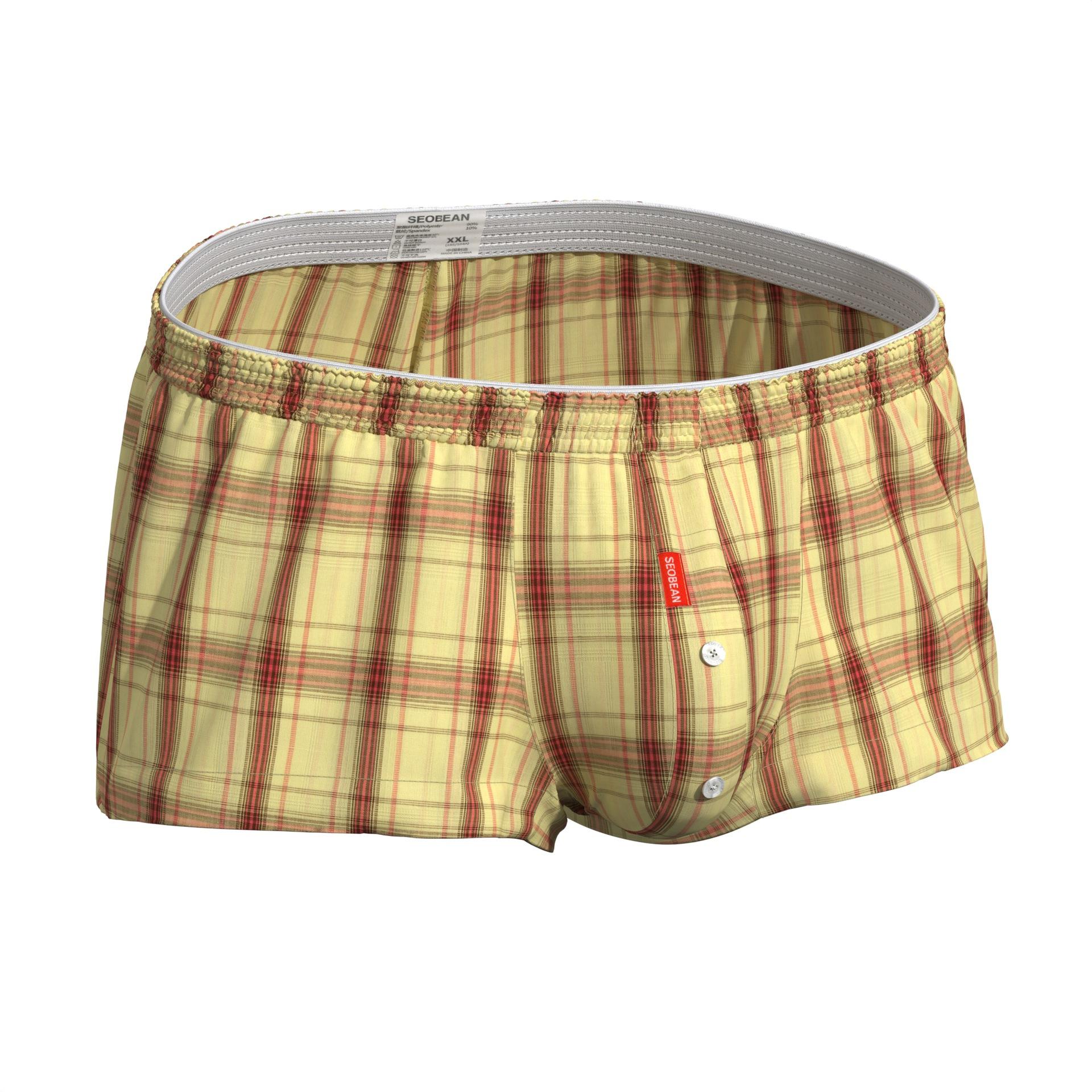 Baumwolle Herren Karierte Boxershorts Herren Unterwäsche Boxershorts Home Lounge Shorts Herren Unterhosen Herren Schlafhosen XXL gelb