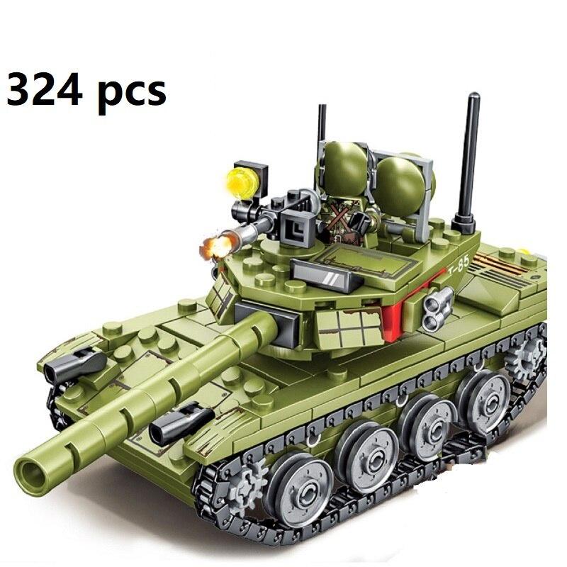324 STÜCKE Militärpanzer Main Battle Series Waffe Ww2 Bausteine -85 Panzer Armee Stadt Erleuchten Ziegelsteine Spielzeug für Kinder Jungen