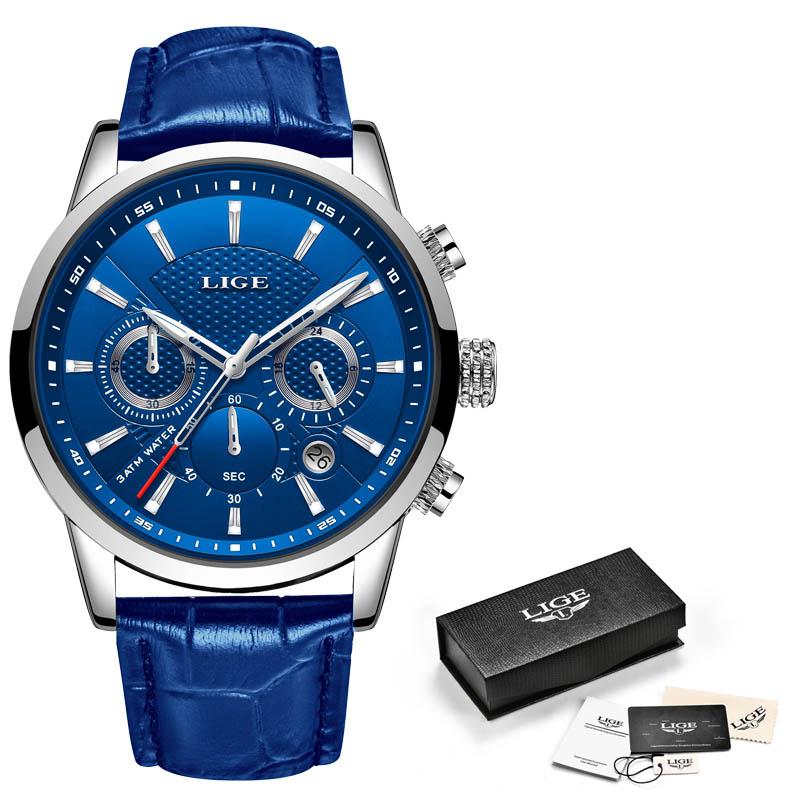 2022 LIGE Herren Uhr Top Marke Luxus Casual Leder Quarz herren Uhr Business Uhr Männlich Sport Wasserdicht Datum Chronograph