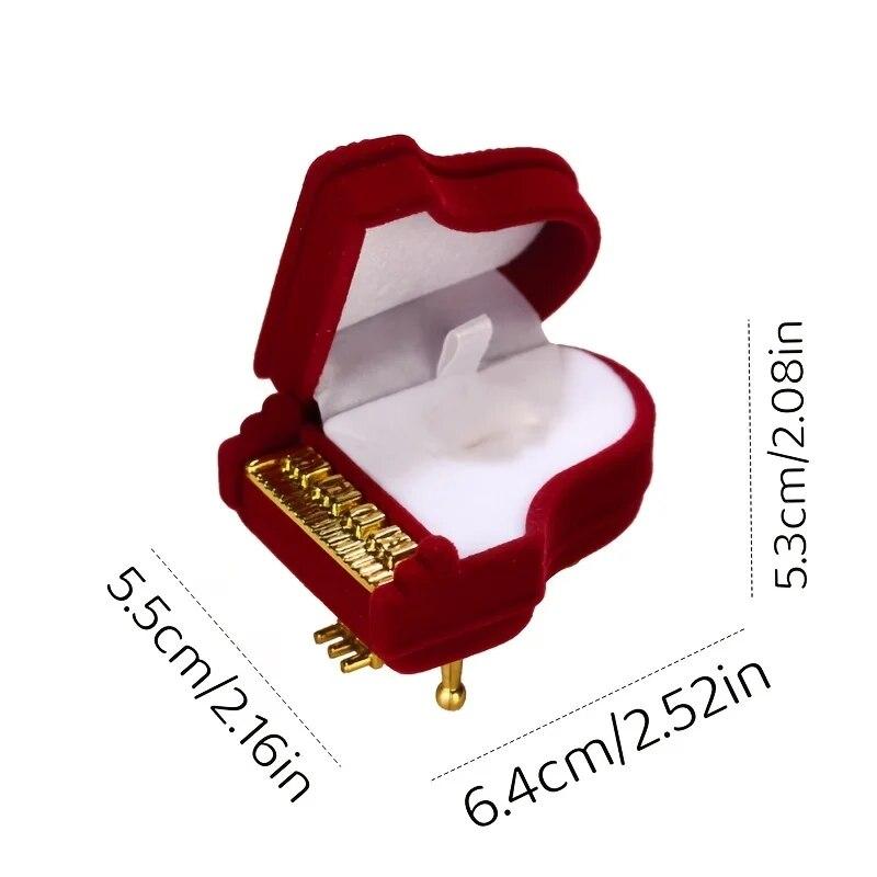 Klavierförmige Box für Ringe, Schmuckaufbewahrung, Schmuck-Geschenkbox, Ring-Schmuck-Verpackungsbox, Ringe, Schmuckbox, Organizer rot