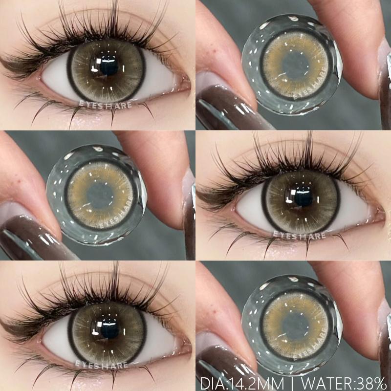 Modische farbige Kontaktlinsen für die Augen, graue Augenkontakte, blaue Linsen, grüne Kontaktlinsen, jährlich 1 Paar/2 Stück, violette Linsen BOSTON-BROWN