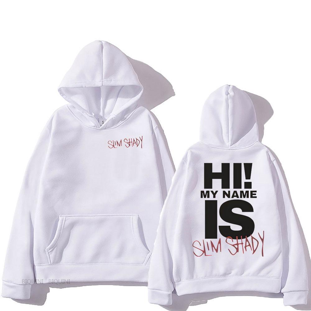 Eminem Slim Shady Hoodies Sudaderas Con Capucha Langarm Männer Frauen Sweatshirts mit Kapuze Sudaderas Fleece Unisex Pullover L weiß