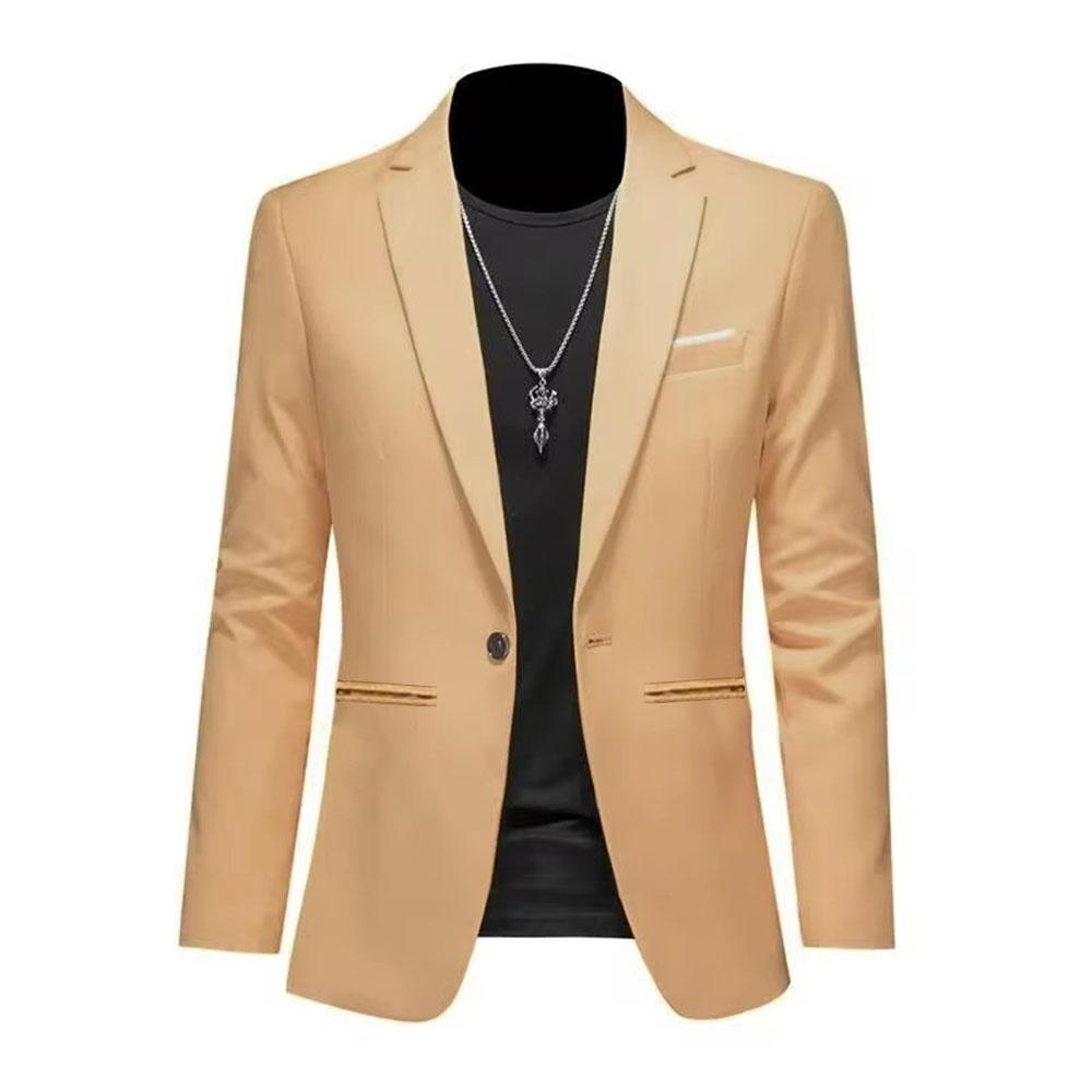 Trendy Leichte Luxus Anzugjacke für Herren Herbst Slim Fit Lässiger Business-Anzug Bügelfreier Anti-Falten Einfarbig Klassischer Anzug XXXXL khaki