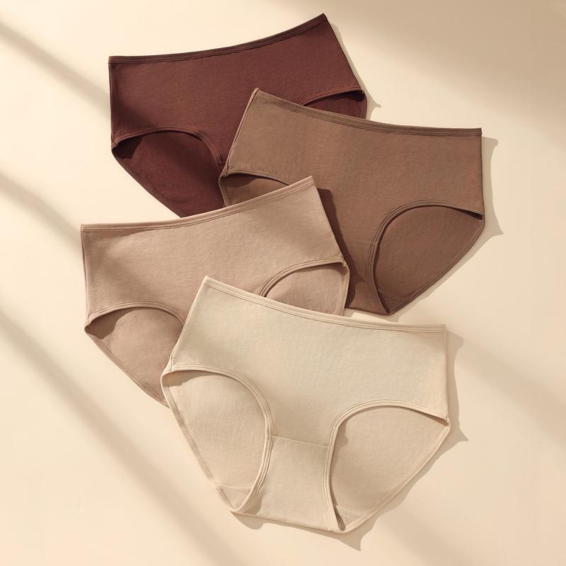 4 Stück Sexy Damen Slips Hohe Taille Unterwäsche Atmungsaktive Baumwolle Mädchen Unterhosen Übergröße Einfarbiges Höschen Schlankmachende Damen Slips XXXL bunt