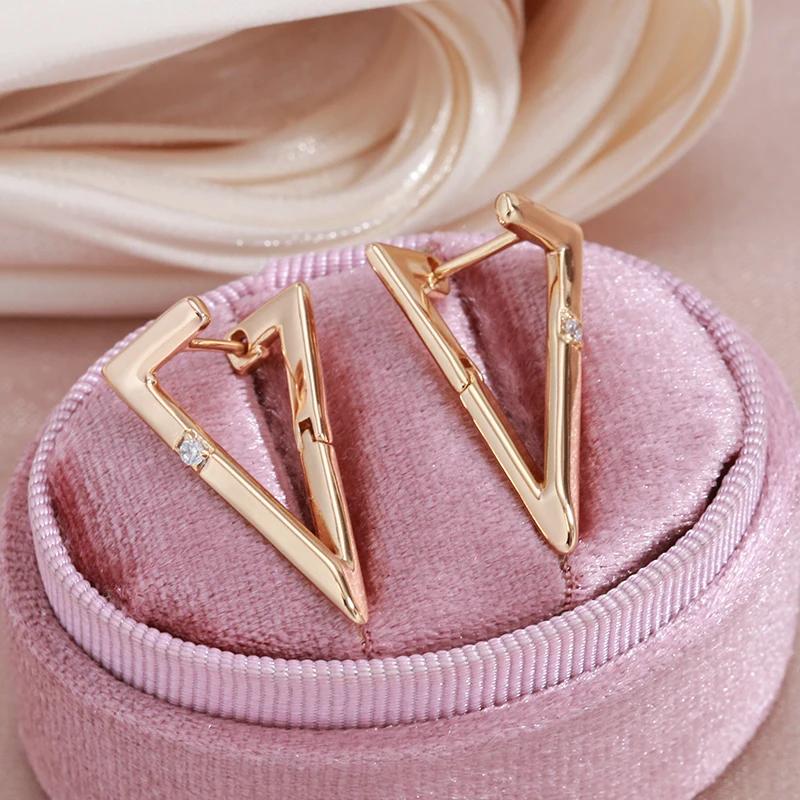 Einfache glänzende Dreieck Geometrie baumeln Ohrringe für Frauen Zirkon Schmuck Gold Farbe Tropfen Ohrring gold