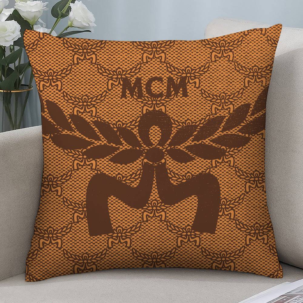 Luxuriöser M-MCM Kissenbezug Kurzer Plüsch Beidseitiger Druck Quadratische Wurfkissenbezüge Sofa Heim Kissen Dekor 20x20Inch