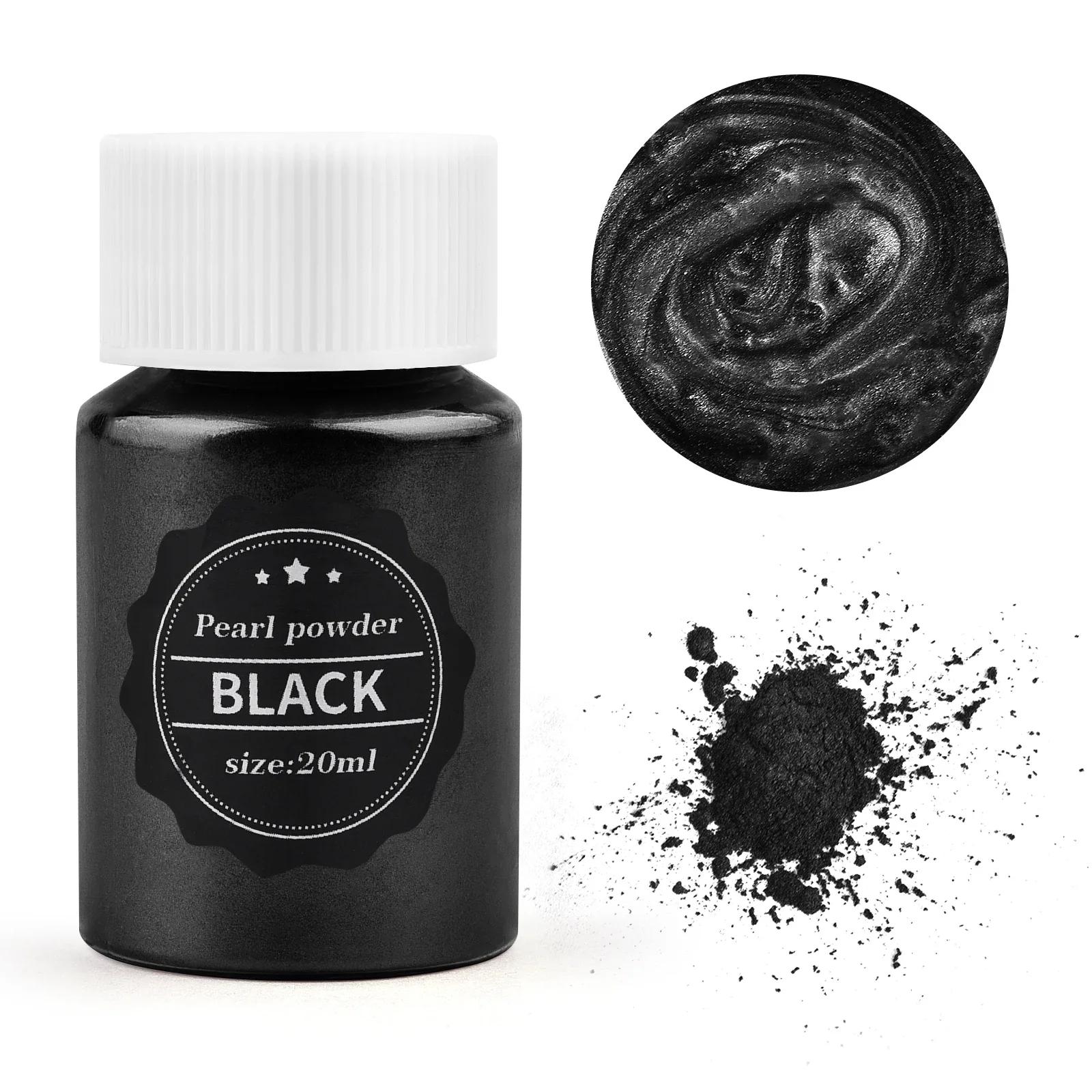 24 Farben, 15 g Glimmerperlenpulver für die Herstellung von Epoxidharz, Seife, Kerzen und Schmuck – natürlicher Pigmentfarbstoff für DIY-Projekte 20ml schwarz