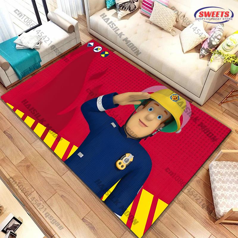 Süßer Feuerwehrmann S Sam Teppich Neuerscheinung! Teppich für Wohnzimmer Schlafzimmer Kinderzimmer, Strapazierfähige maschinenwaschbare Matte, Geschenke für Kinder 50cmx80cm