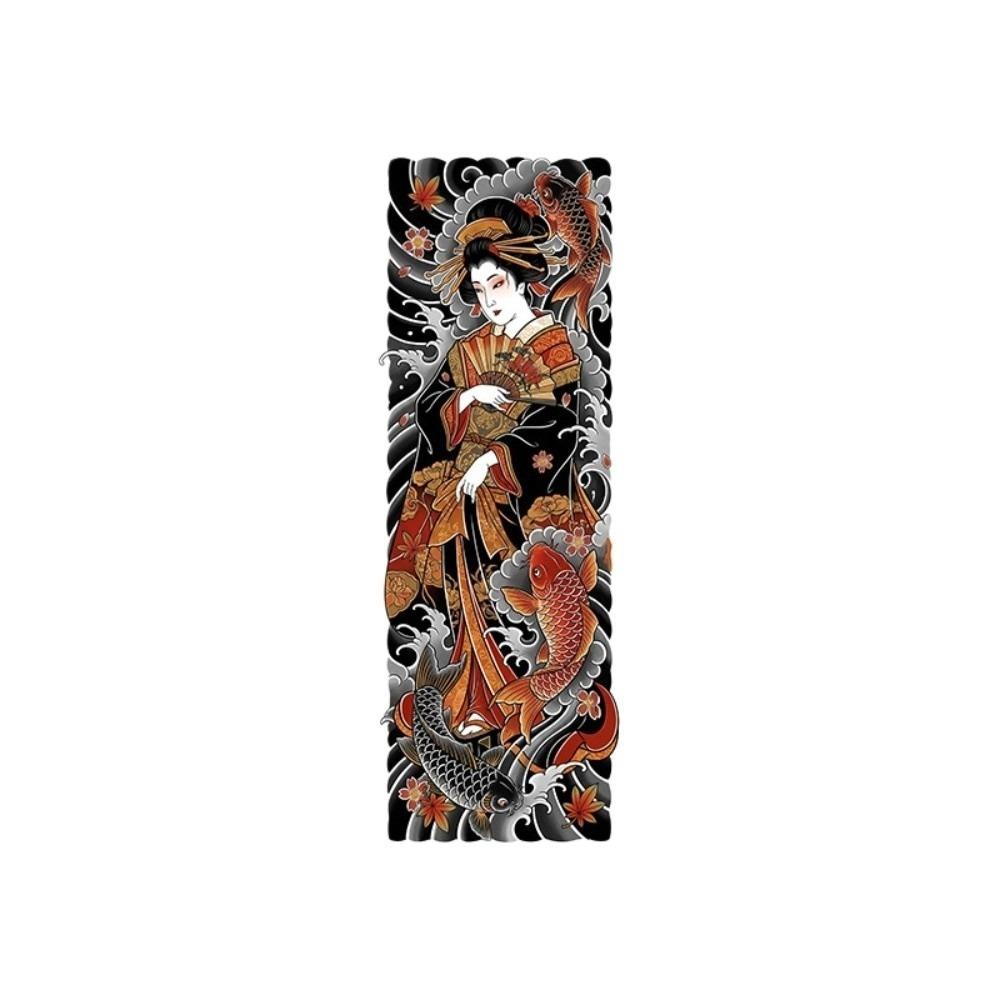 Japanische Dämonen Armstulpen Tattoo Aufkleber Koi Fisch Blume Japanischer Stil Temporäre Tattoos Geisha Drache Wassertransfer Tattoo