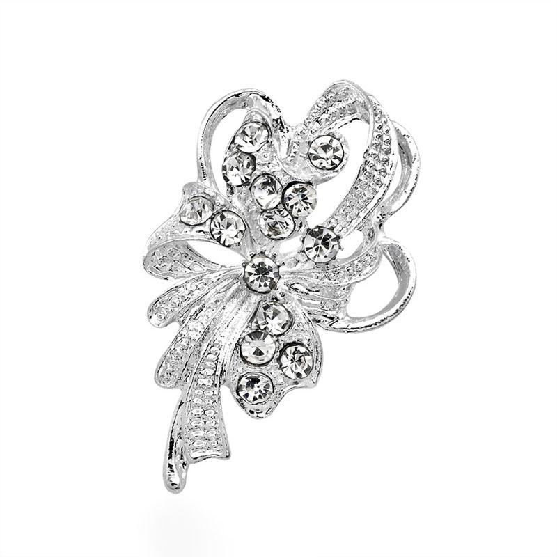 All-Match Mode Seidenschal Schnalle Perle Strass Hochzeit Brosche Hochzeit Strass Korsagenbrosche Damen white