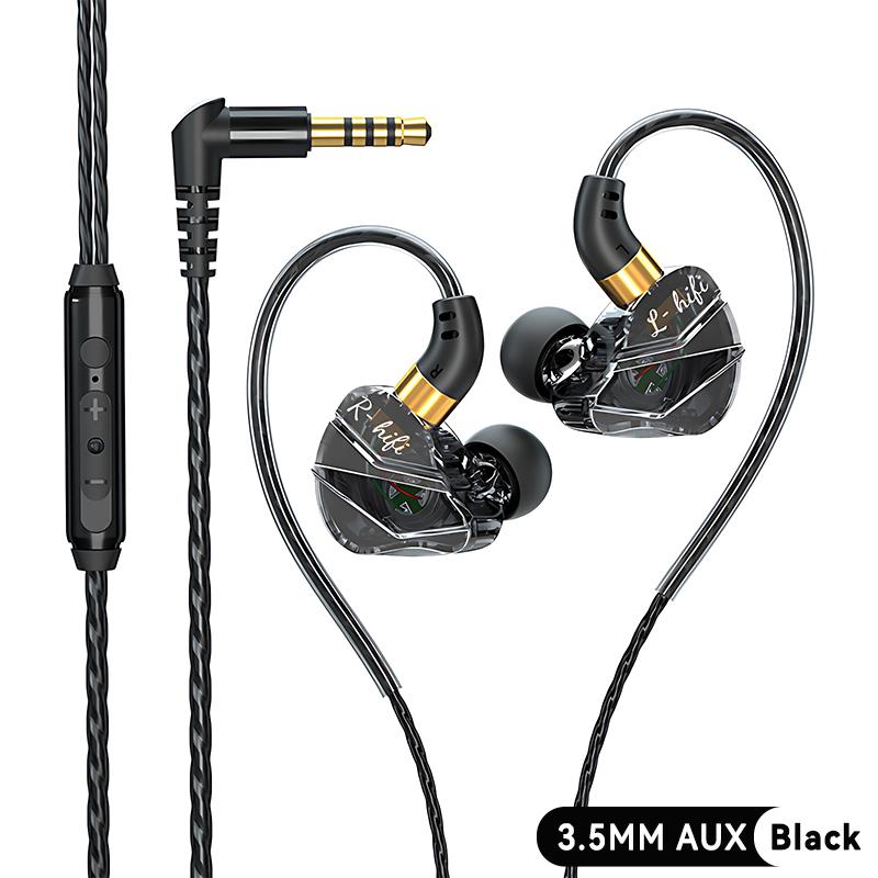 Digitale Chip Kabelgebundene Kopfhörer 3,5 mm AUX/Typ C 9D HIFI Schwerer Bass In-Ear Headsets Mit Mikrofon Kopfhörer Für Samsung Huawei Xiaomi OPPO iPad PC Black-3.5mm jack