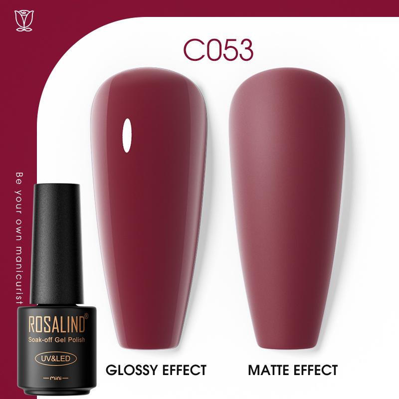 ROSALIND Gel-Nagellack, Sommerkollektion, Farben, semipermanenter Soak-Off-UV-Gel-Nagel-Basislack, matter Überlack, Nail Art Gel Polish RA-C053