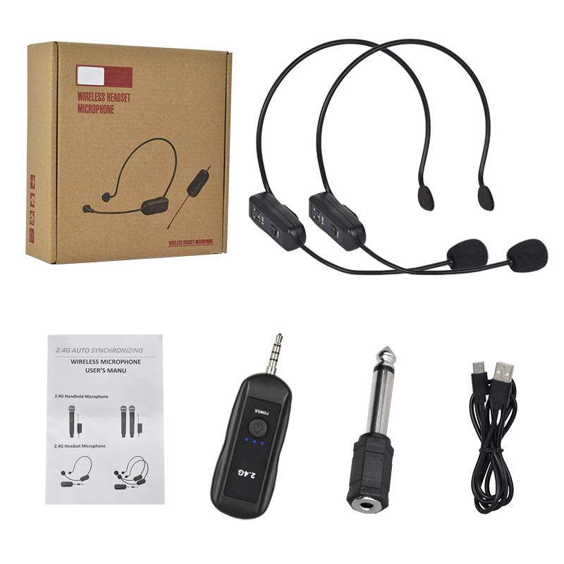 2,4 GHz Drahtloses Lavalier-Mikrofon Headset-Mikrofon-Set mit Empfänger für Verstärker Sprachlautsprecher Unterricht Reiseleiter 1 to 2