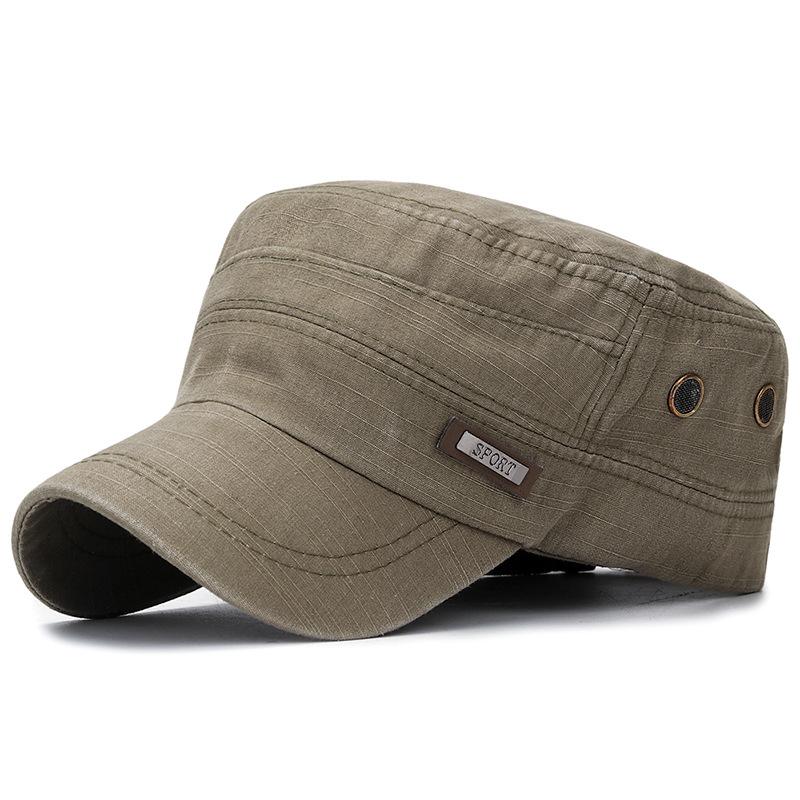 Vintage gewaschene Baumwolle Militärkappen Flache Kappe Baseballkappe Verstellbar Passend Dickere Kappe Sonnenschutz Herren Damen Kadetten Armee Kappe One Size