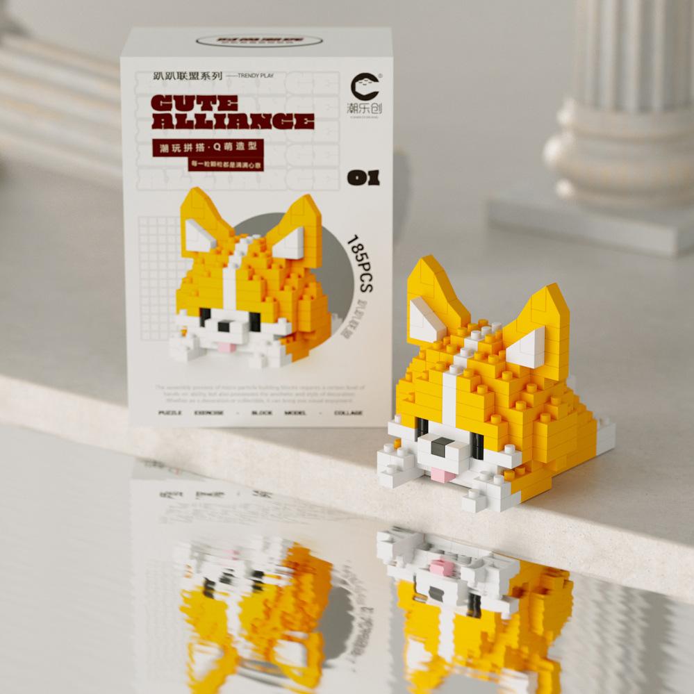 Mini Niedlicher Panda Mikro Bausteine ​​3D Diamant Modell Tiere Ziegel DIY Stadt Bau Spielzeug für Kinder Kinder Geschenk Corgi-185Pcs