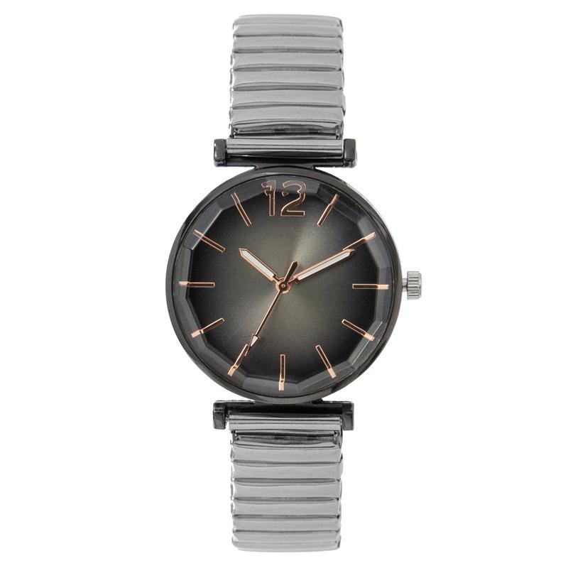 Luxus Schatz Blau Einfache Kristall Damen Quarz Uhr Lässig Edelstahl Stretcharmband Mode Frauen Kleid Uhr Uhren gray