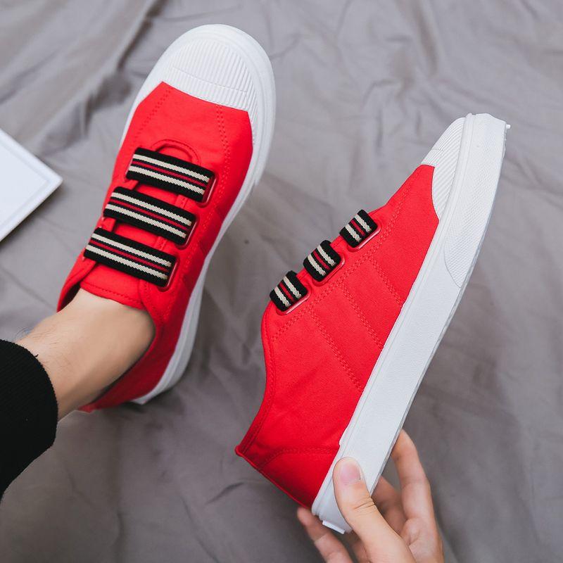 Sommer Leinwand Schuhe männer Slip auf Loafers Koreanische Trend Board Schuhe Casual männer Schuhe Atmungsaktive Alte Peking Tuch schuhe 44 rot