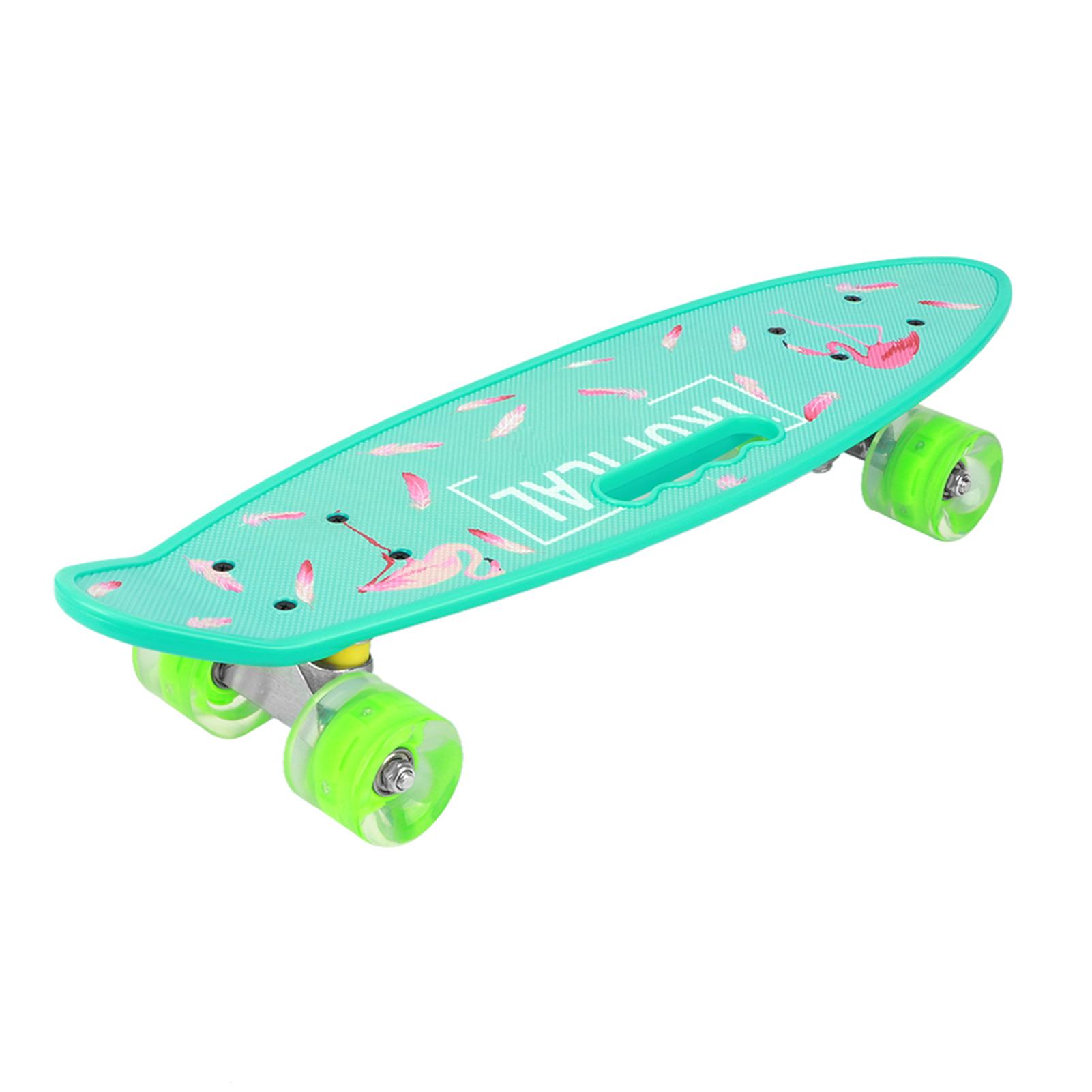 Longboard Small Fish Skateboard Handheld Board für Jugendliche Kinder Anfänger mit Blinken