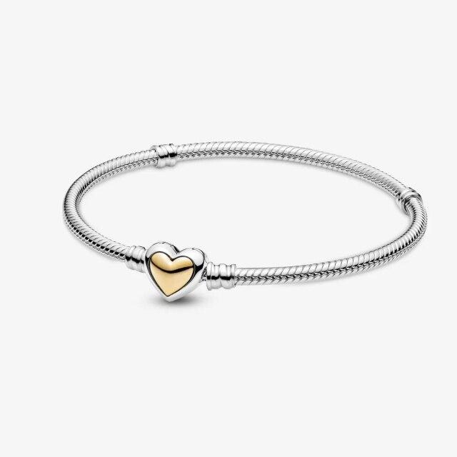 Klassisches brillantes Herz- und Schlangenarmband, Damenarmband, DIY-Schmuck, Urlaubsgeschenk, Schmuck 19cm
