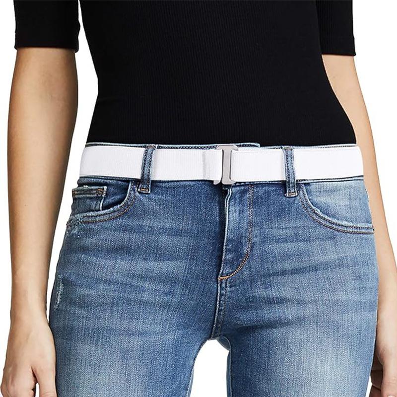 No Show Stretch-Gürtel für Damen, unsichtbarer elastischer Stretch-Gürtel, verstellbarer Riemengürtel mit flacher Schnalle für Jeans, Hosen, Kleider weiß