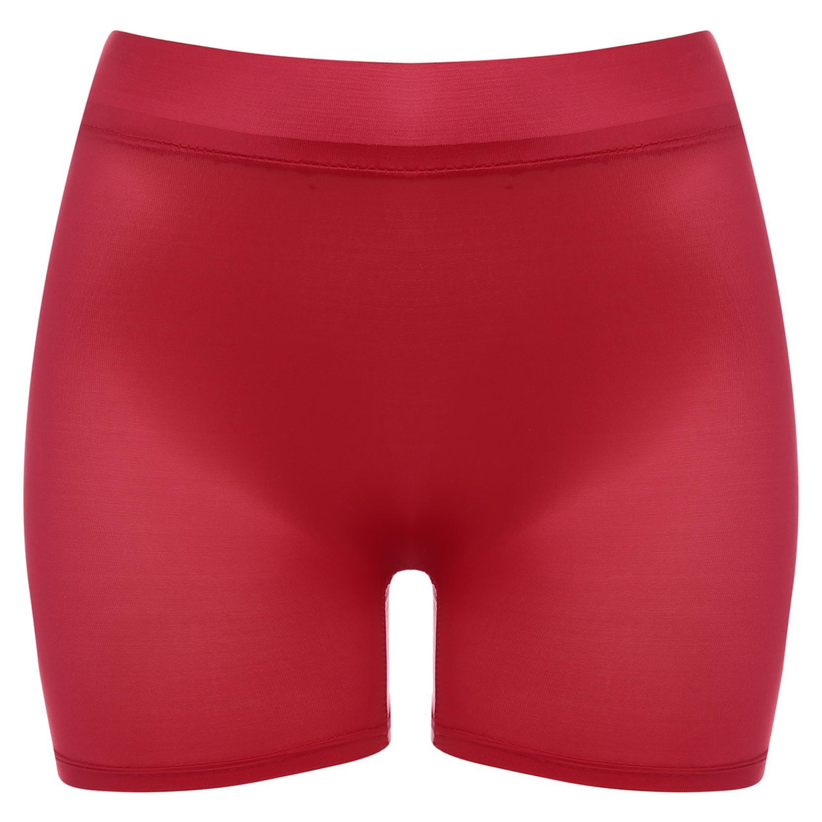 Damen-Shorts mit hoher Elastizität, niedriger Leibhöhe, kurze Unterwäsche, Nachtwäsche, Mini-Shorts, durchsichtige enge Paket-Shorts One Size rot