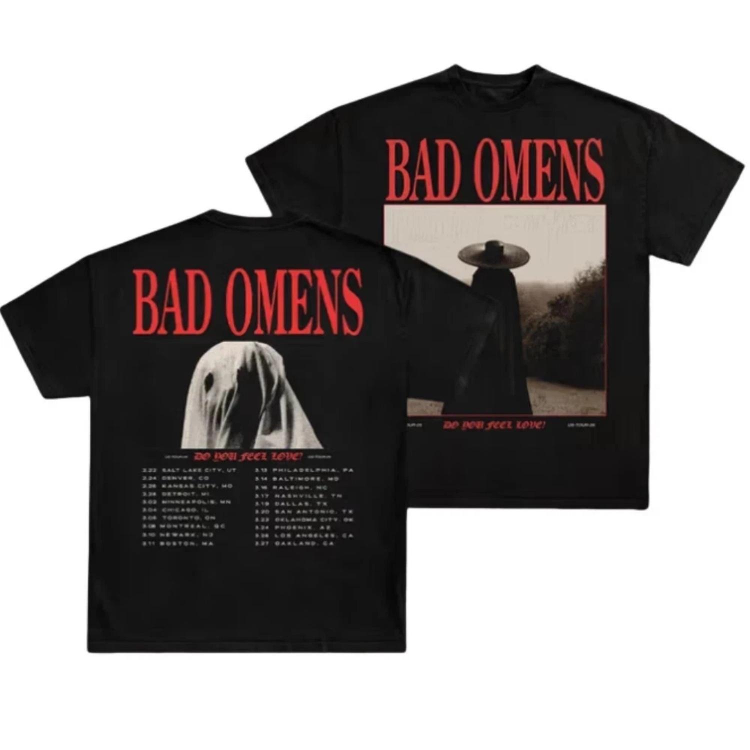 Bad Omens 2026 Tourdaten, Passende T-Shirts Rockkonzerte Retro Unisex T-Shirts, Fan-Gedenkdruck Lässige T-Shirts S schwarz