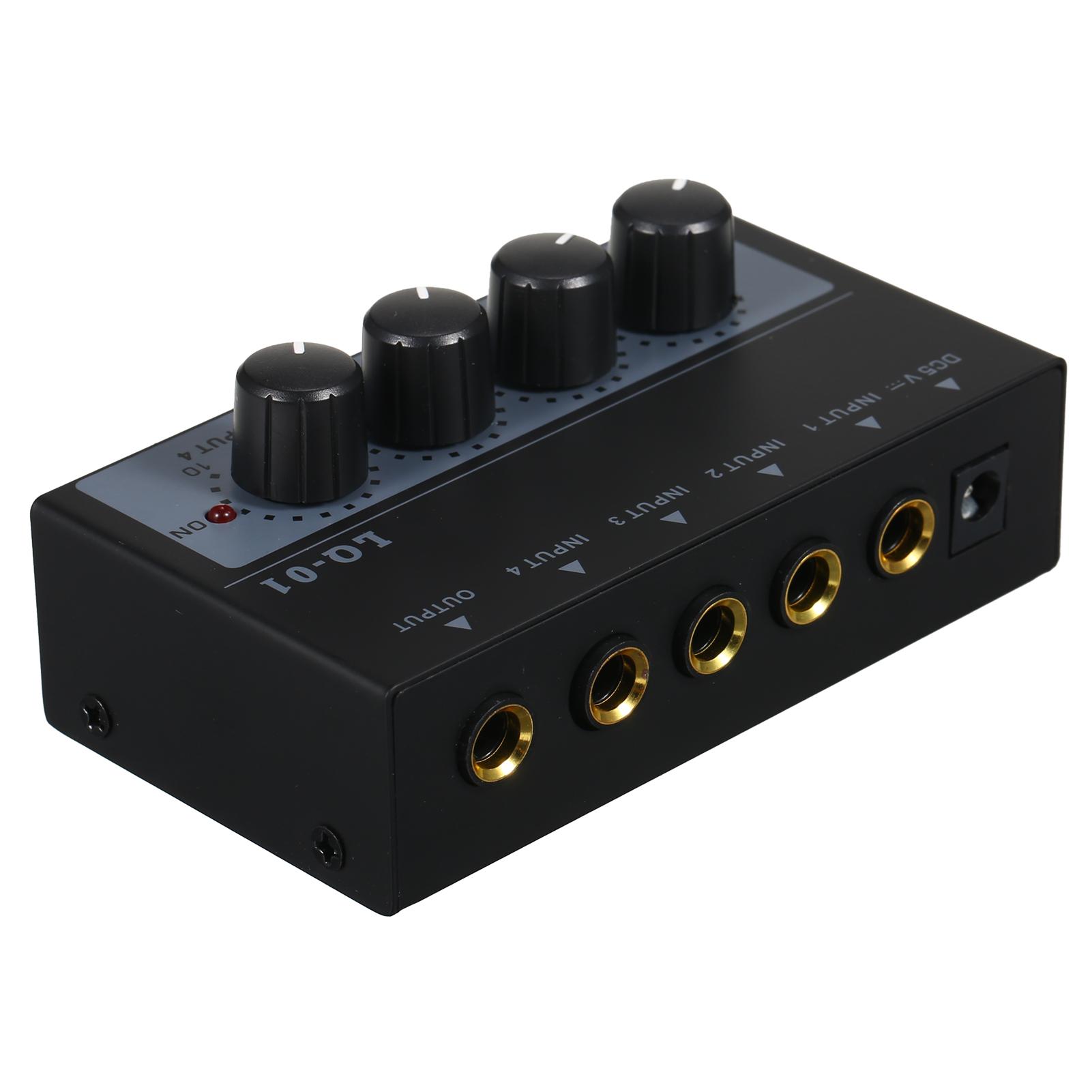Extrem rauscharmer 4-Kanal-Mixer, 4 Eingänge, 1 Ausgang, DC 5 V, tragbarer Mini-Audio-Mixer, Mikrofon, Gitarre EU Plug