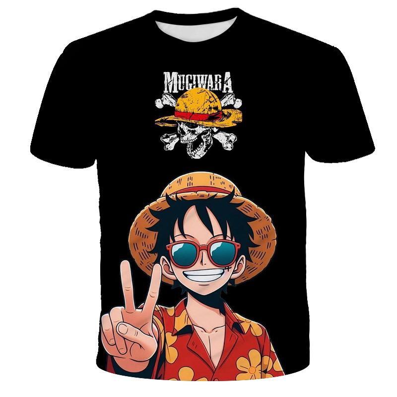 Kinderkleidung Junge Lockere Kleidung Lässiges Jungen-T-Shirt Anime-T-Shirt Rollenspiel Luffy Cartoon Kurzarm 160 brown