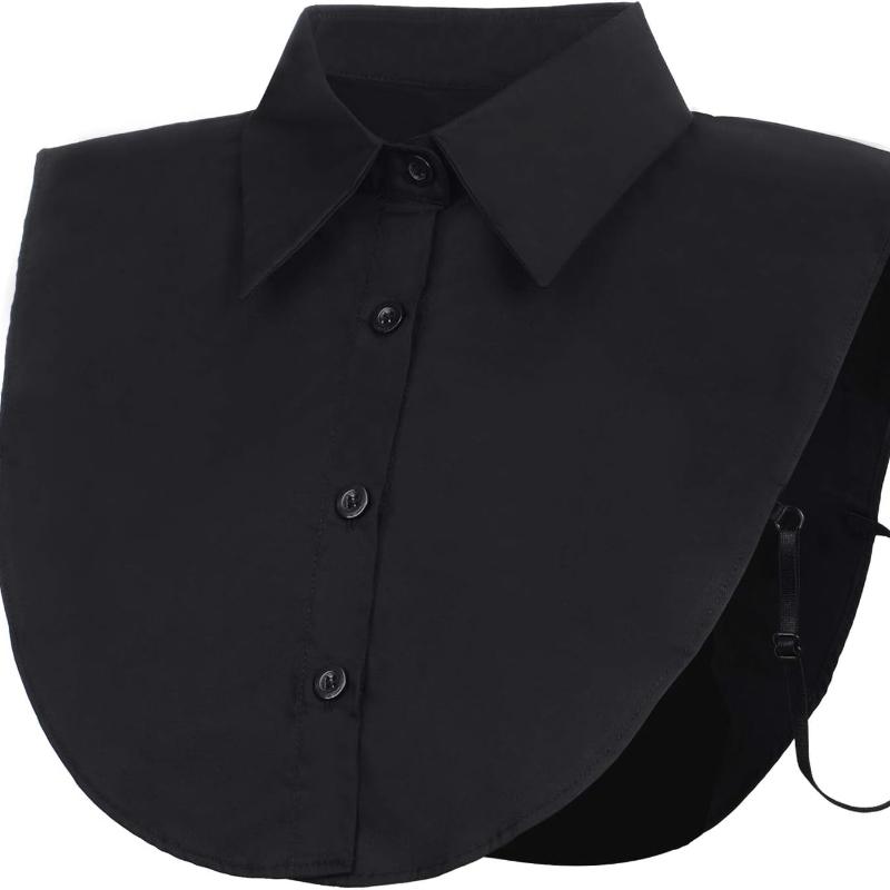 Falscher Kragen, abnehmbarer Kragen für Damenhemden, Herrenkragen, dicker Kragen, halbe falsche Bluse, dicker Baumwollkragen, Bluse, Pullover, OL, abnehmbares Hemd schwarz