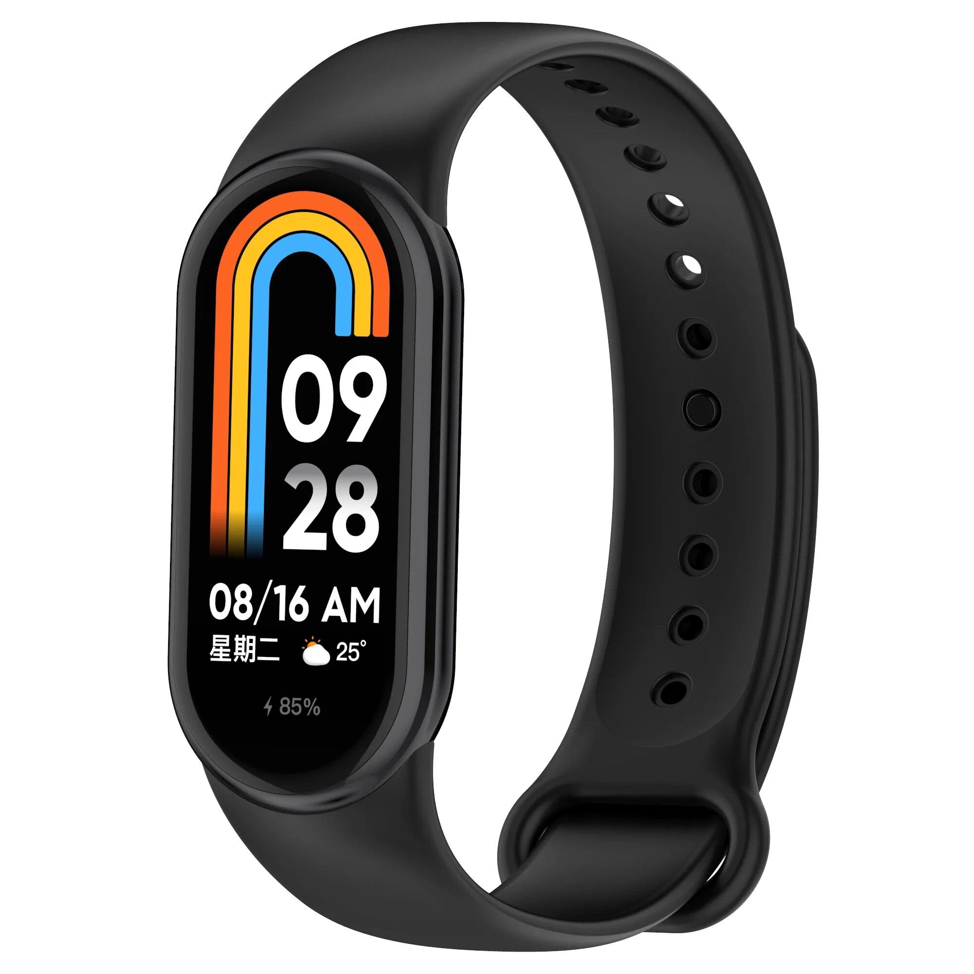 Mi Band 9 Strap für Xiaomi Smart Band 8 Silikon Smartwatch Armband NFC Armband Ersatz Mehrfarbig Miband8 Strap Gürtel Zubehör For Mi band 8 schwarz