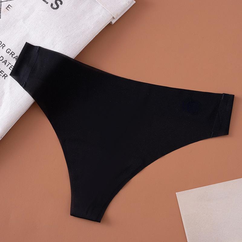 Damen-Strings für Damen, Höschen, unsichtbarer Tanga, nahtlose Unterwäsche, niedrige Taille, bequeme Schlüpfer, Slips, Unterhosen L schwarz