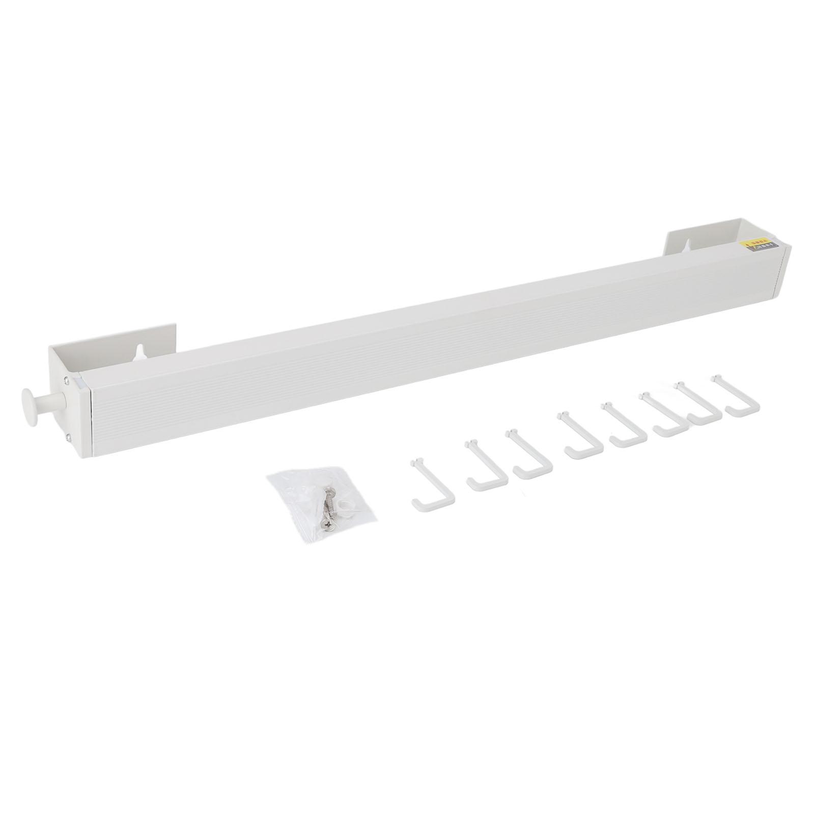 Ausziehbarer Wäscheständer mit 8 Haken, multifunktionaler, an der Wand montierter 60-cm-Teleskop-Wäscheständer weiß