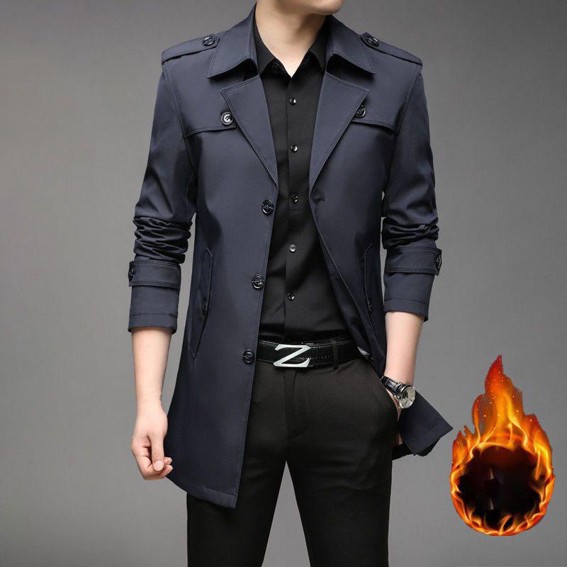 Herbst Männer Lange Trenchcoats Mode Britischen Stil Trenchcoats Herren Casual Oberbekleidung Punk Jacken Windjacke Marke Kleidung 4XL M dunkelblaue