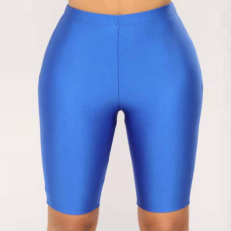 Frauen Radfahren Shorts Tanzen Gym Biker Schlank Aktive Sport Solide Sexy Dünne Neue Sommer L blau