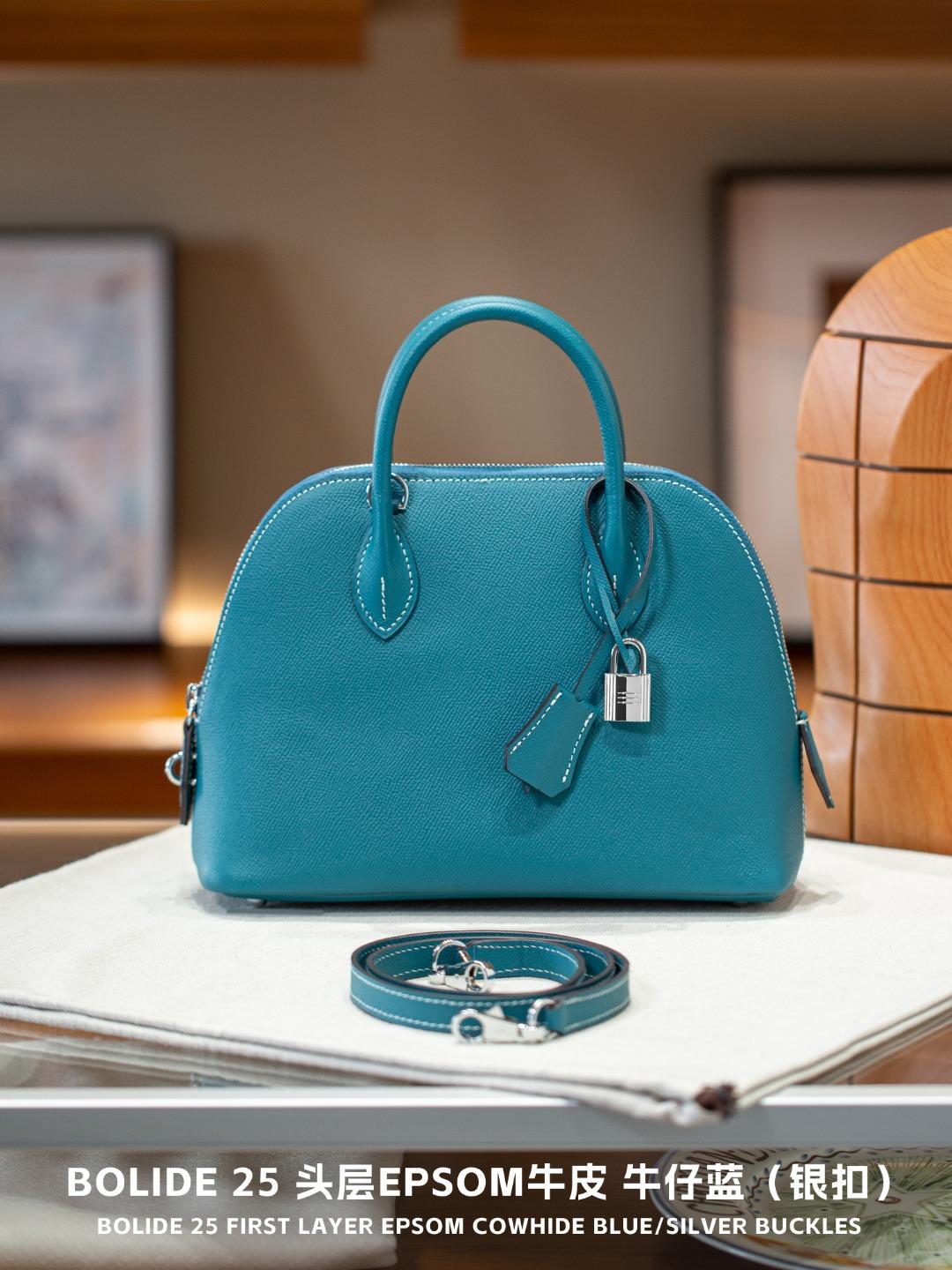Cartier Bolide25 Handtasche Mode Hochwertige Echtleder Handtasche Und Wartungs-Balltasche Damentasche 25cm blau