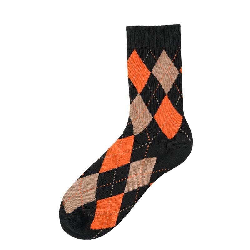 Damen-Wintersocken, britische Mode, Rhombus, verdickte warme Socken, japanische Socken, kniehohe Socken EUR36-42 schwarz