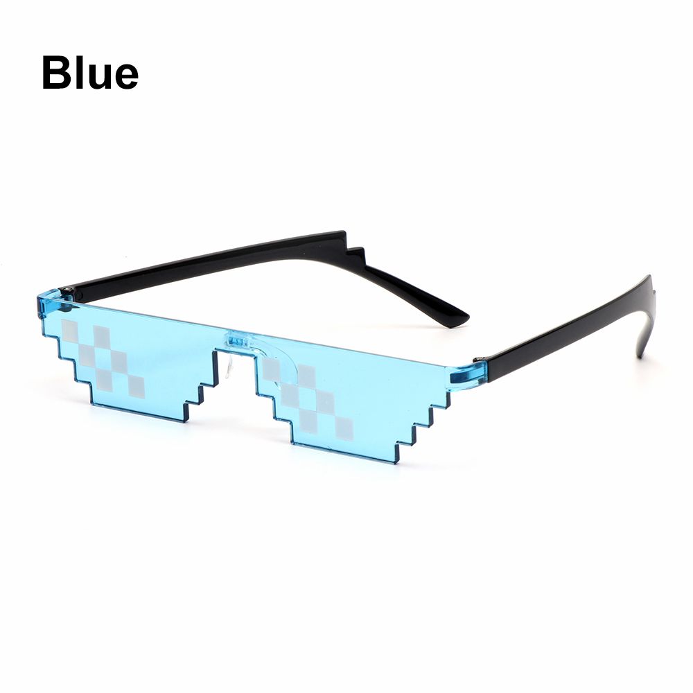 NEUES Design, lustige Mosaik-Sonnenbrille, Thug Life-Sonnenbrille, Pixel, Schwarz, Retro-Gamer-Roboter-Sonnenbrille, Geburtstagsparty, Cosplay, Gefälligkeiten blau