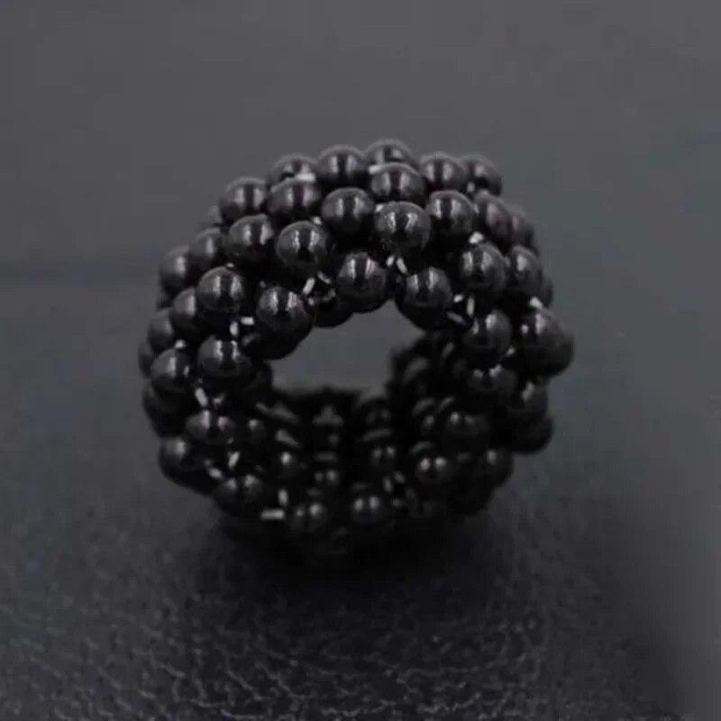 Modische Perlen-Haargummis, schöne elastische Perlen-Haarbänder, handgefertigte Kopfbedeckungen, Haar-Accessoires für Frauen schwarz