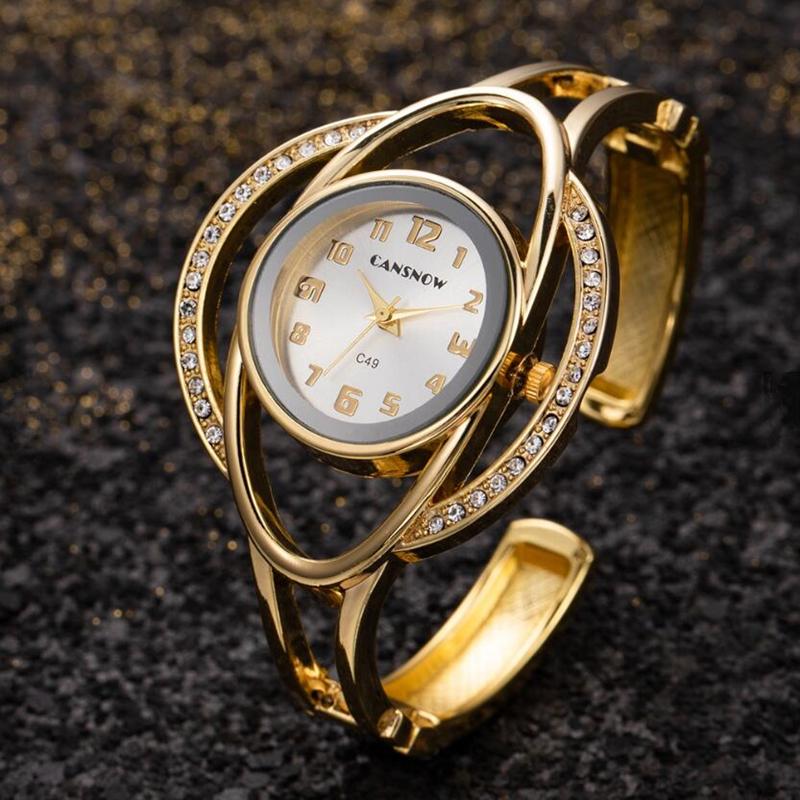 Luxus Uhr Weibliche Mode Edelstahl frauen Armband Armreif Uhren Damen Elegante Kleid Uhr Uhr Geschenk Dame weiß/gold