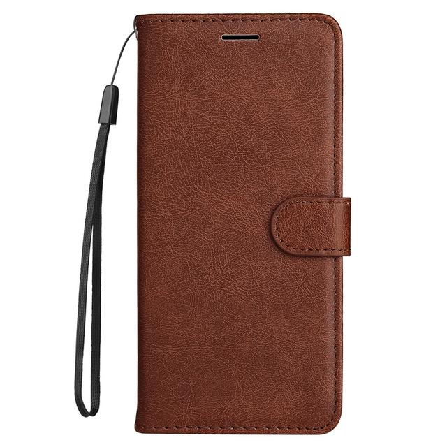 Einfarbige Flip-Ledertasche für Motorola Moto E13 E 13 E22i E32S Abdeckung, magnetische Brieftasche, Kartensteckplatz, Ständer, Telefonabdeckung für Moto G13 G23 G53 G 53 G73 Moto E13 braun