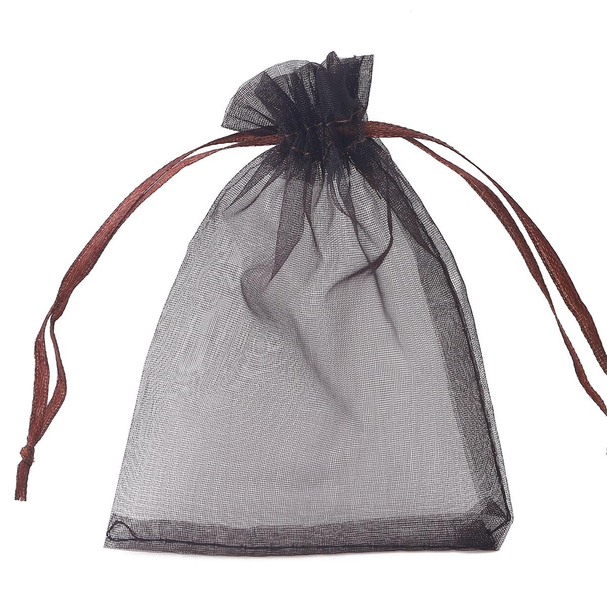 50 teile/beutel Einstellbare Kordelzug Organza Taschen Schmuck Verpackung Taschen Candy Hochzeit Taschen Geschenke Beutel 10x15cm intensiv/braun