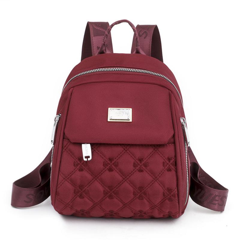Damen Rucksack Mode Rucksack Einfache Pfirsich Herz Stickerei Trend Casual Rucksack one size wein rot