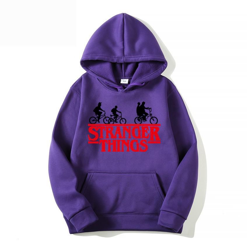 Stranger Things Herbst-Print Anime Hoodie Fleece Sweatshirt Kawaii Hoodies Jacke Jungen Pullover Y2k Sudadera Kinderkleidung Mädchen XXXL violett