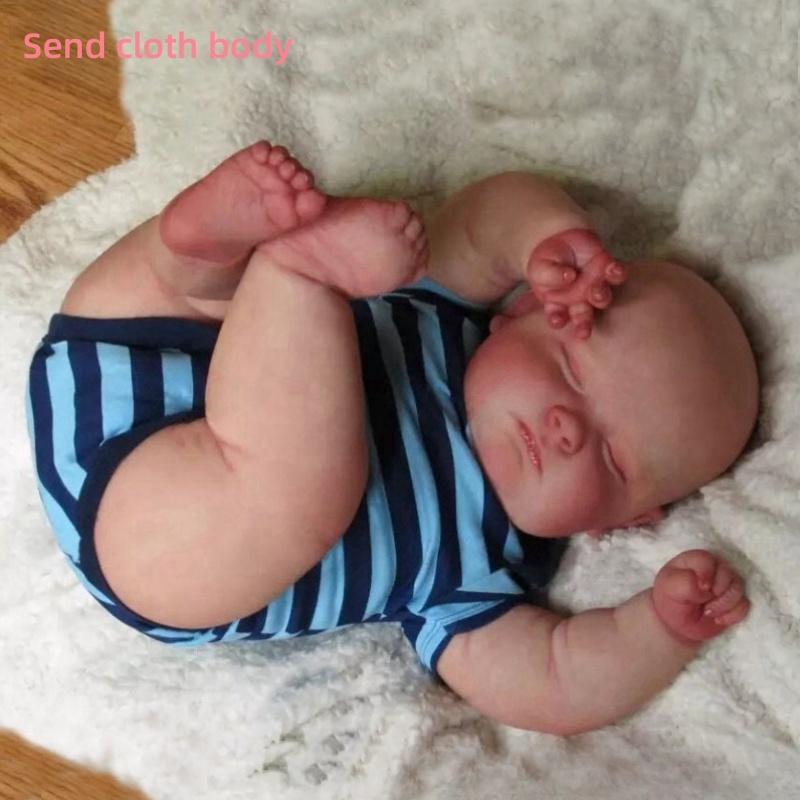 50 cm großer dicker Junge, kahlköpfige Reborn-Baby-Simulationspuppe, voller Vinyl-Stoffkörper, optionale Wiedergeburtspuppe, Soft Touch, molliges Mädchen, Spielzeug, Babypuppe, Kind, Weihnachtsgeschenke cloth body