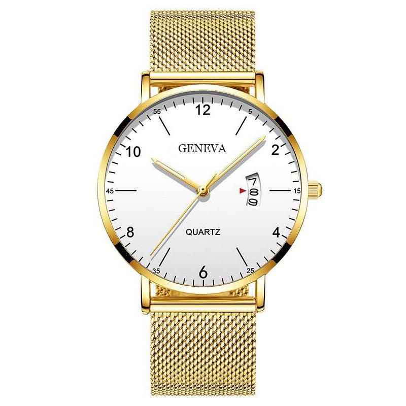 Mode Herren Uhren Top Marke Luxus Edelstahl Quarz Uhr für Männer Einfache Ultra Dünne Männliche Business Armbanduhr Uhr Geschenk goldgelb