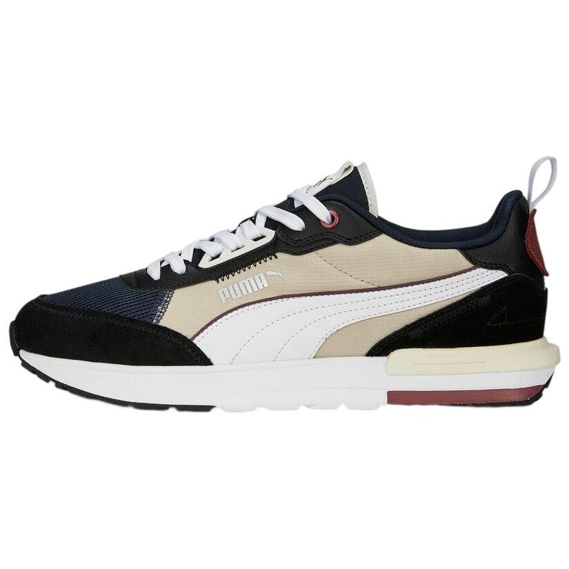 Puma R22 Leder und Stoff Sport Bequeme Low-Top Lifestyle Schuhe Unisex Schuhe Schwarz Weiß Beige 383462-21 45