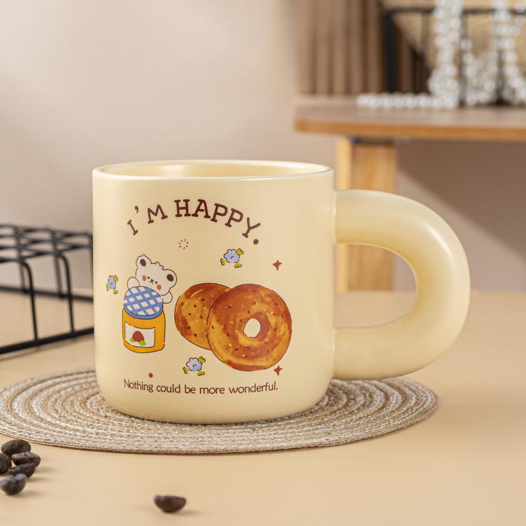 Hochwertige Keramiktasse Bärenbecher Haushalt Paar Wasserbecher Niedliches Geschenk Souvenir Geschenk Kaffeetasse 301-400ml